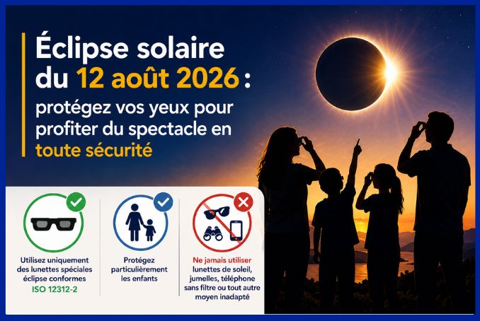 &Eacute;clipse solaire du 12 ao&ucirc;t 2026 : prot&eacute;gez vos yeux pour profiter du  spectacle en toute s&eacute;curit&eacute; | Agence r&eacute;gionale de sant&eacute; Corse